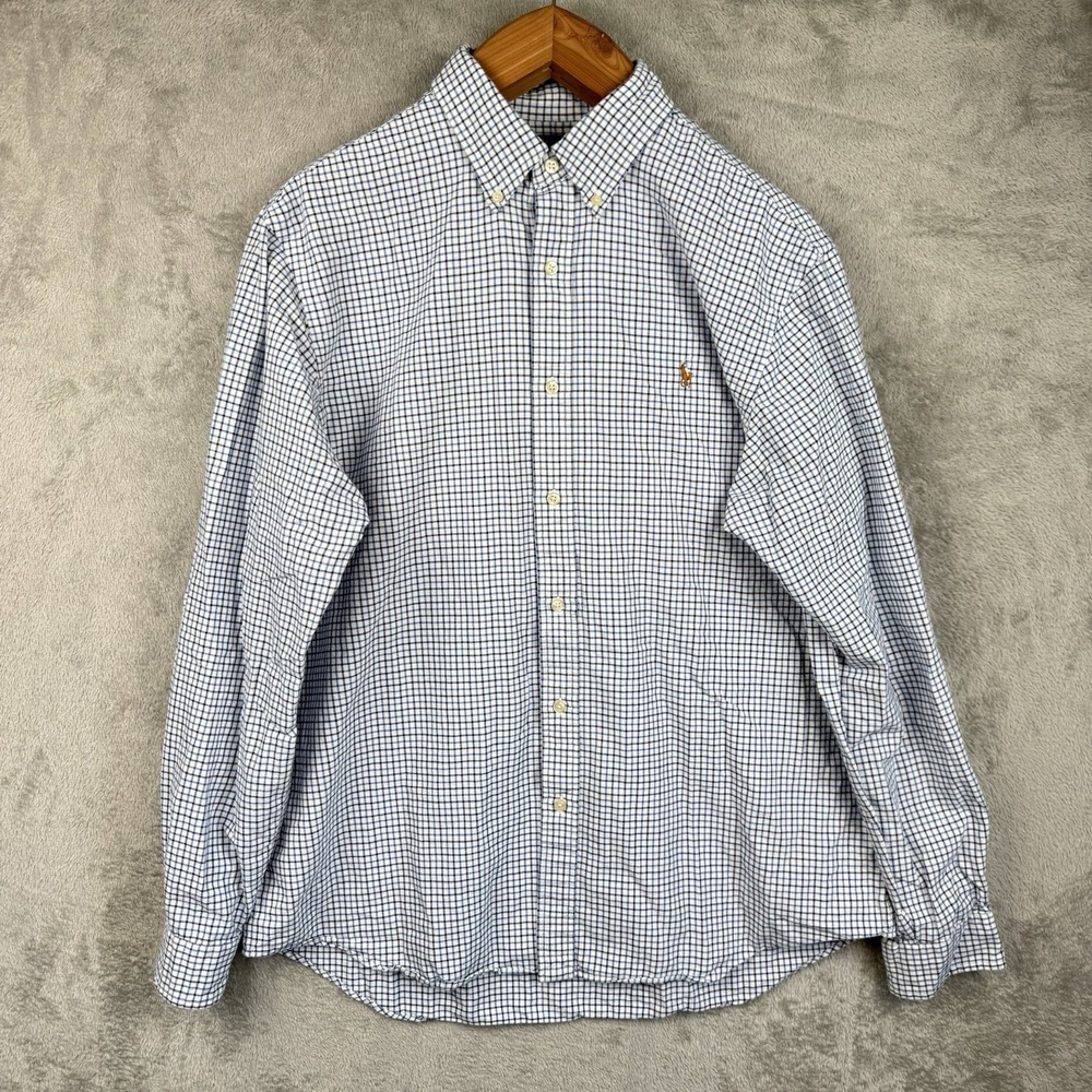 Polo Ralph Lauren Button Down Shirt Mens XL Plaid Flesh Pony Preppy Classic Fit